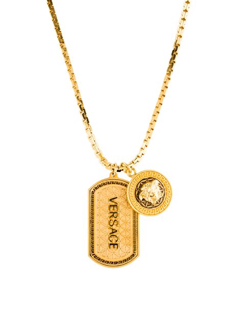 versace double dog tag necklace price|Versace Men's Medusa Dog Tag Logo Pendant Necklace.